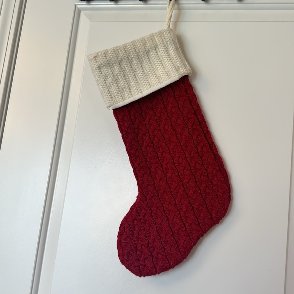 Kohls Christmas Stocking Initial K Red Cable Knit - Picture 2 of 6